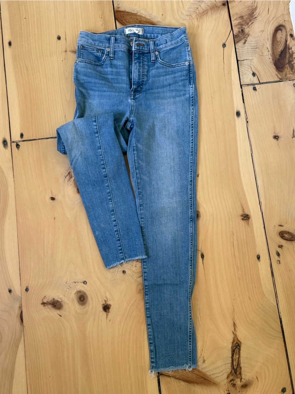 Madewell Light Blue Skinny Jeans with Raw Hem